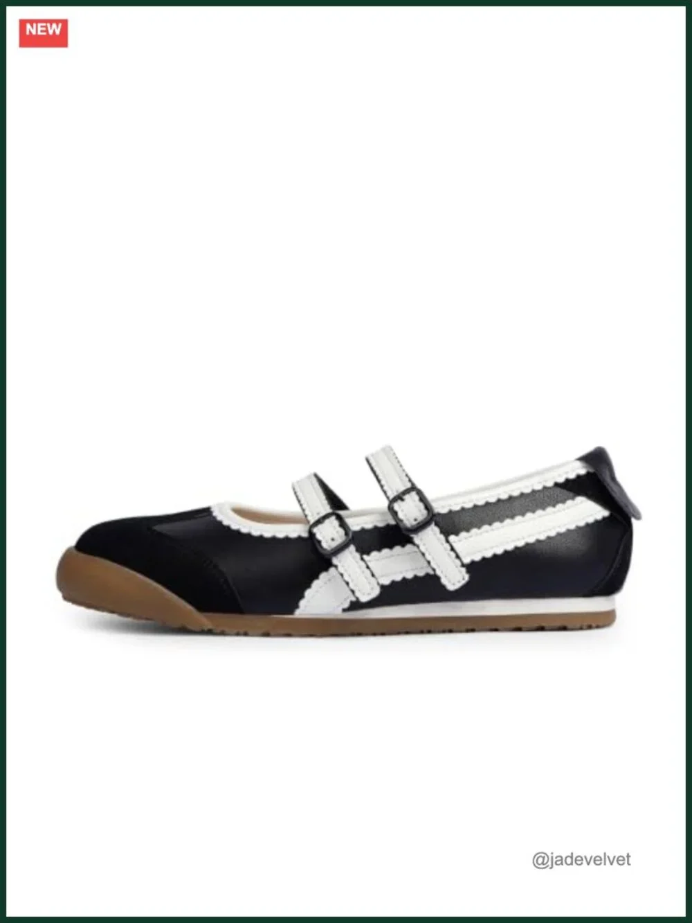 Women's Mary Jane Two Strap Ballet Flats Rounded Toe Faux Leather Sneakers
